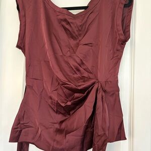 NEW New York & Company Women Medium Satin Tie Cowl Neck Sleeveless Purple Blouse